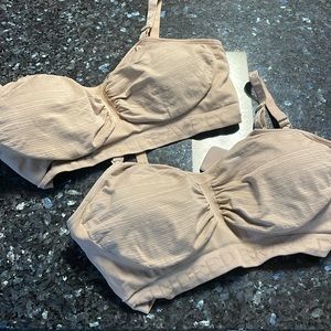 Lot of 2 nude Kindred Bravely pumping & nursing bras size XL busty